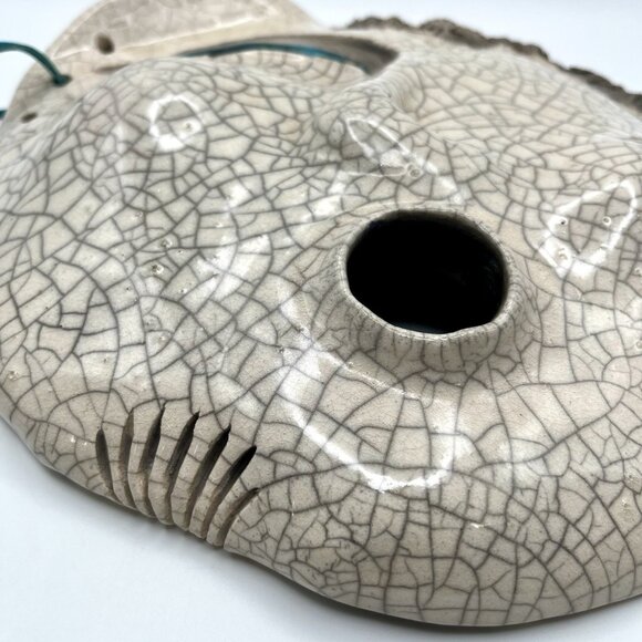 Handmade Raku Ceramic Mask Abstract Crackle Glaze Face Wall Art Signed Jan ‘91 - Picture 4 of 12
